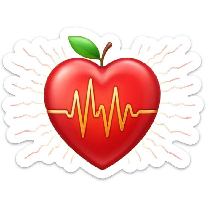 emoji of a red beating heart with gentle motion lines or soundwave pulses around it, symbolizing a heartbeat. Smooth, glossy Apple emoji design with soft highlights and a warm, lively glow sticker