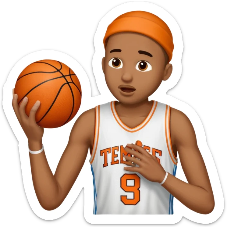 Fais un emoji qui est la célébration d’un joueur qui a un doigt sur sa tempe et un autre doigt de son autre main sur sa bouche qui fait chut  sticker