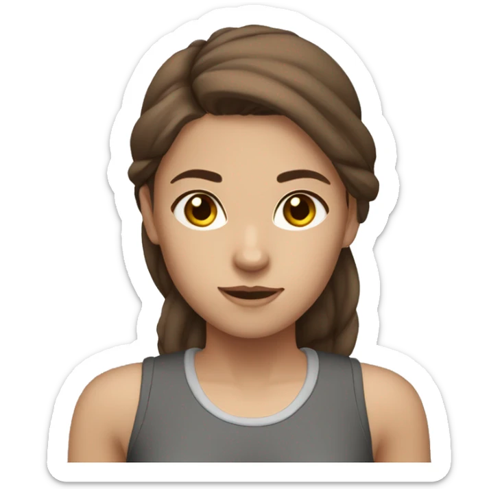 Girl with brown hair, brown eyes and gym clothes sticker