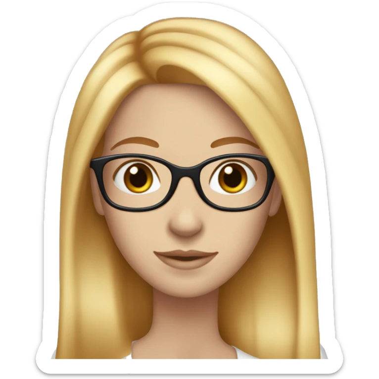 White-girl-with-long-straight-hair-red-head-eyes-blue-wearing-glasses-blouse-formal-white sticker