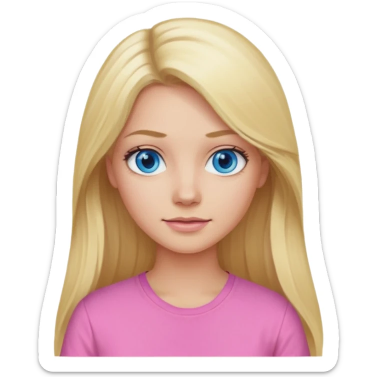 blonde woman long hair blue eyes pink shirt sticker