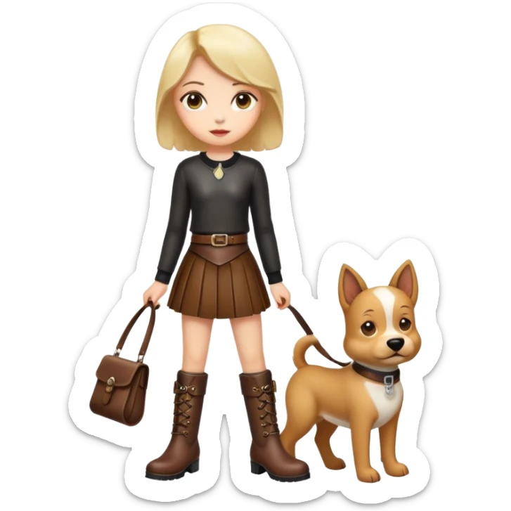 Girl dressed like a dog and in  leather skirt and boots sticker