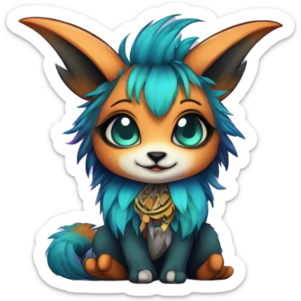 cute Kawaii edgy fantasy animal fursona Fionbri creature by griffsnuff & LiLaiRa & Falvie with exotic colors full body sticker