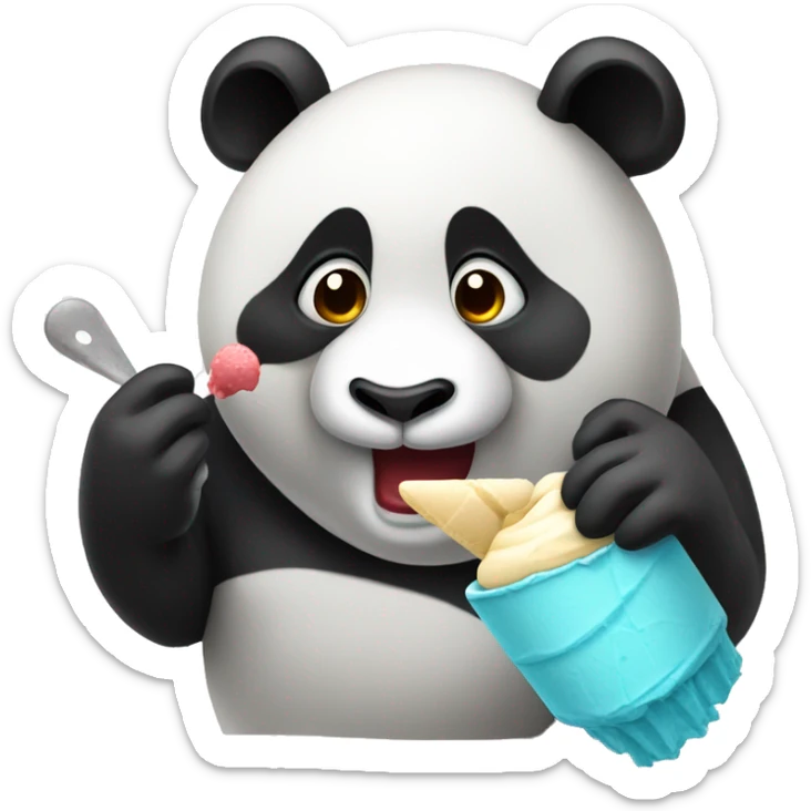Panda eating ice cream sticker