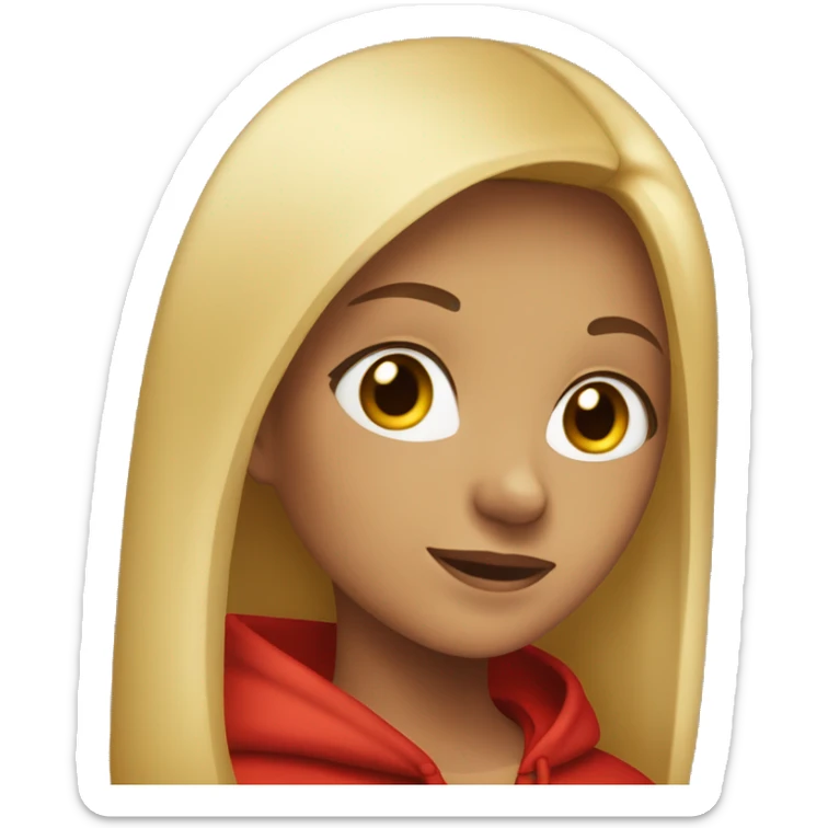 Brunette with a blonde streak girl wearing a red hoodie  sticker