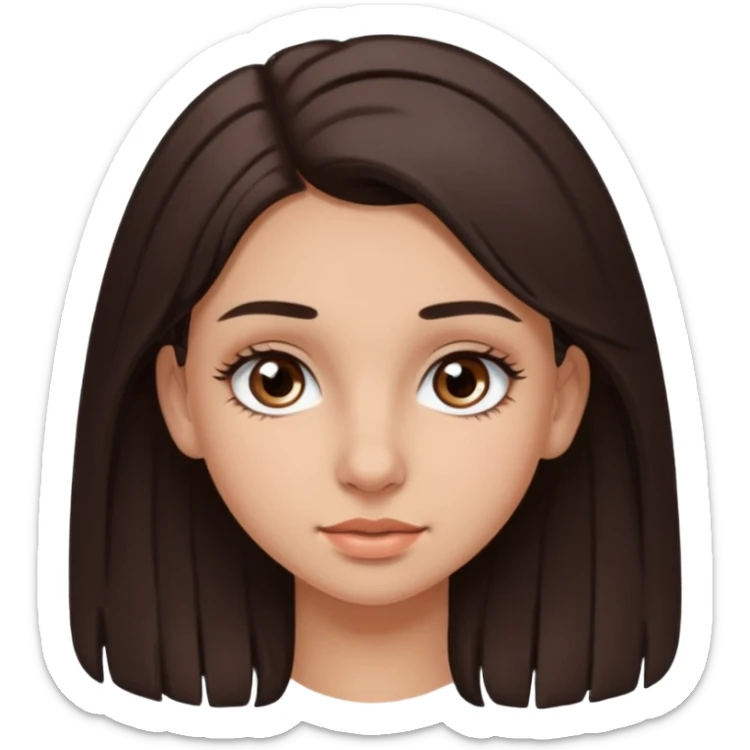 Una adolescente morena linda con buenas cejas y pestañas cabello castaño claro pircing en la nariz sticker