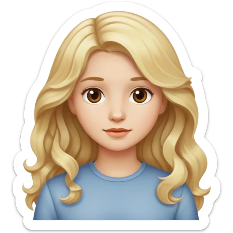 A girl With medium and wavys hair, With light blonde locks, and white. sticker