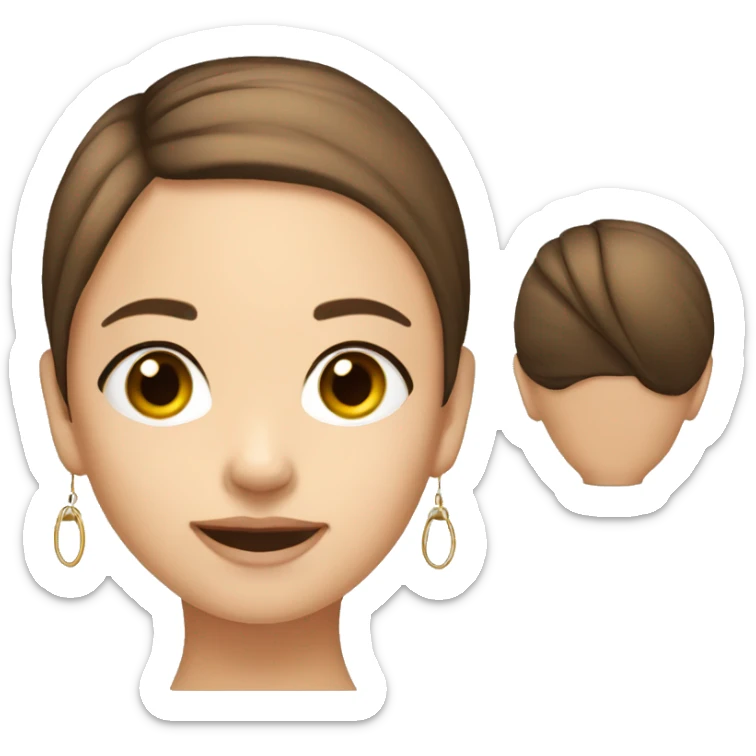 Girl, white, hoop earings, short brown straight hair sticker