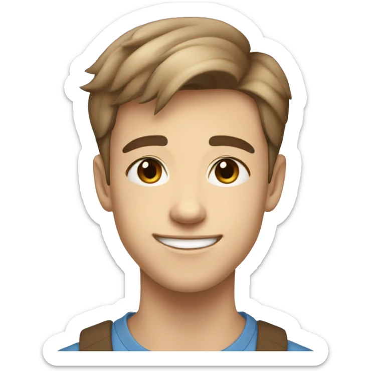 confident happy brown teen boy with very short light brown hair blue eyes portrait angular jaw sticker