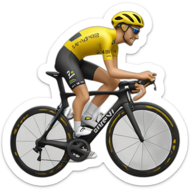 Un cycliste du tour de France avec un maillot jaune sticker
