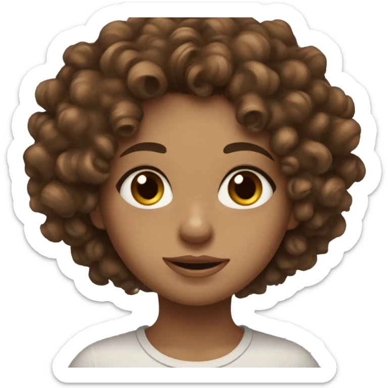 Tarnish girl with brown curly hair and hazel eyes,￼ a few freckles sticker