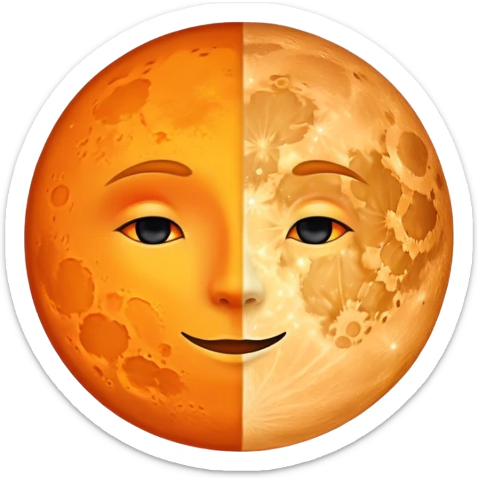 Un cercle qui représente un côté la lune de couleur noir et de l’autre le soleil  sticker
