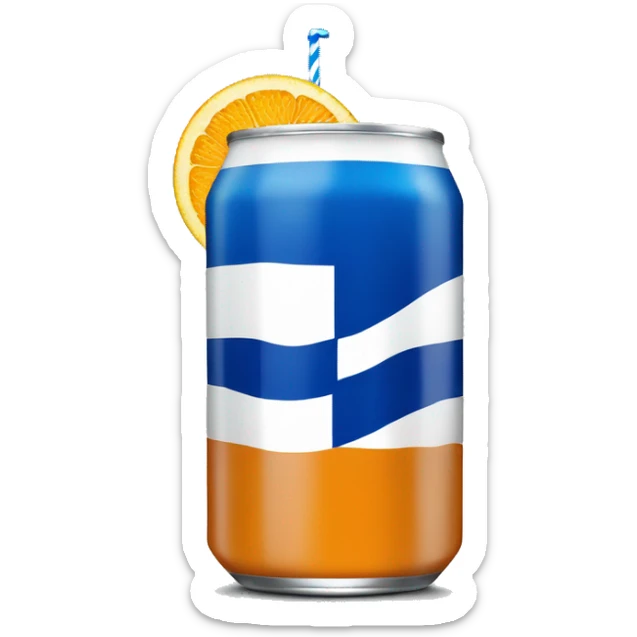 Blue Fanta can with Greek flag on it and a glass next to it sticker