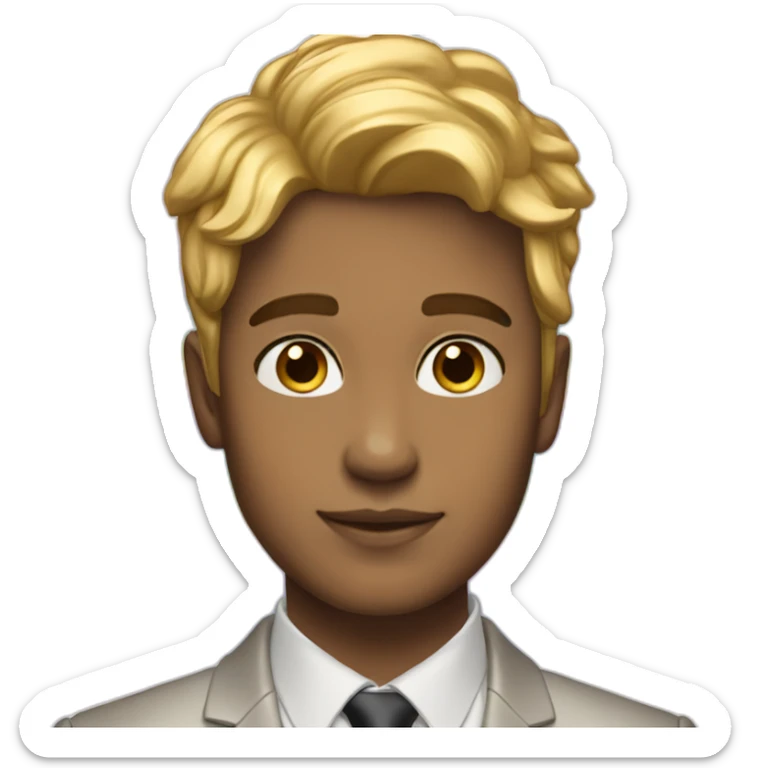Posh-boy-with-golden-suit-and-blue-eyes-and-rainbow-unicorn-hair sticker