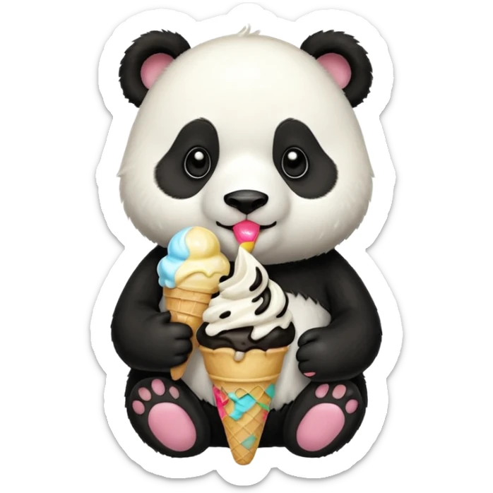Panda eating ice cream sticker