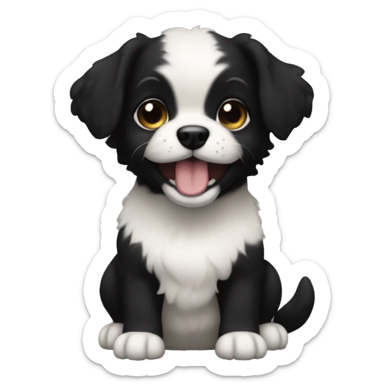 All black only peekapoo puppy. No other color of fur. Underbite with teeth showing. Small.  sticker