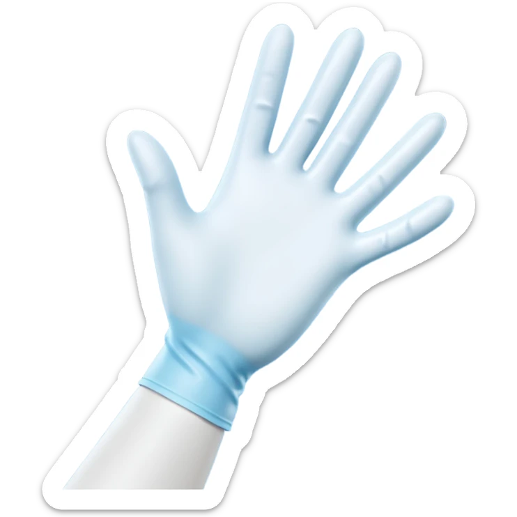 3D render of Latex Glove, forensic investigation aesthetic, sterile clinical lighting, cool blue undertones, sharp high-contrast details, professional clean look. sticker