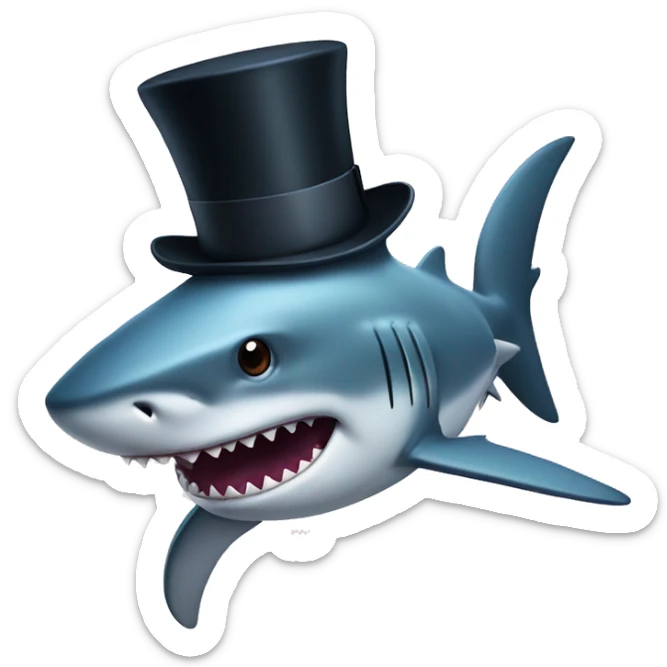 Shark with a top hat sticker