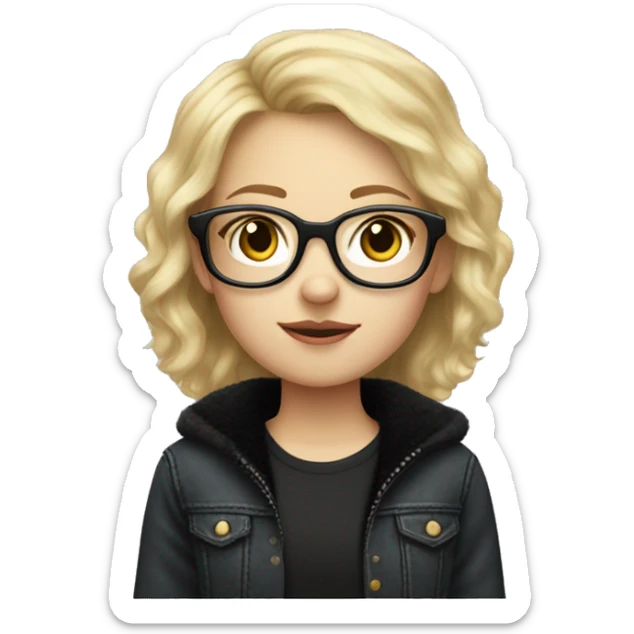 nerdy blonde haired girl who’s pale and had round glasses and ugly and pimply and wearing a black fuzzy jacket and jeans  sticker
