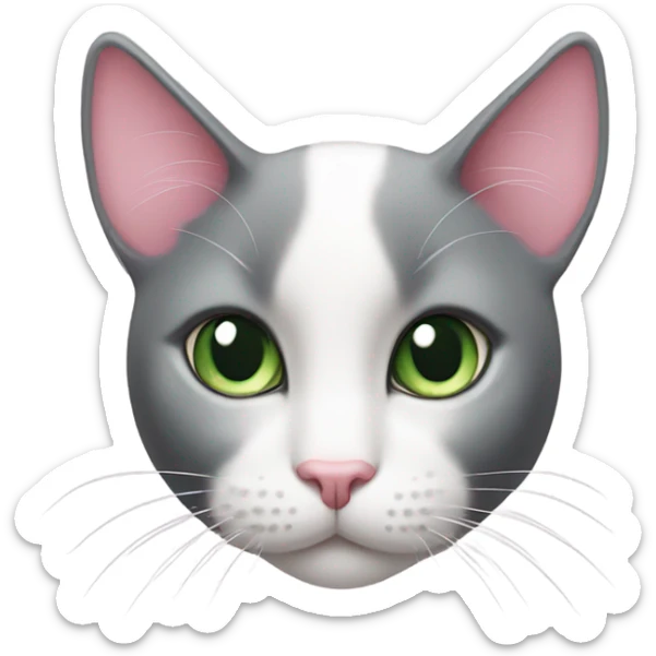 Tuxedo cat with green eyes and pink nose and black spot on chest sticker