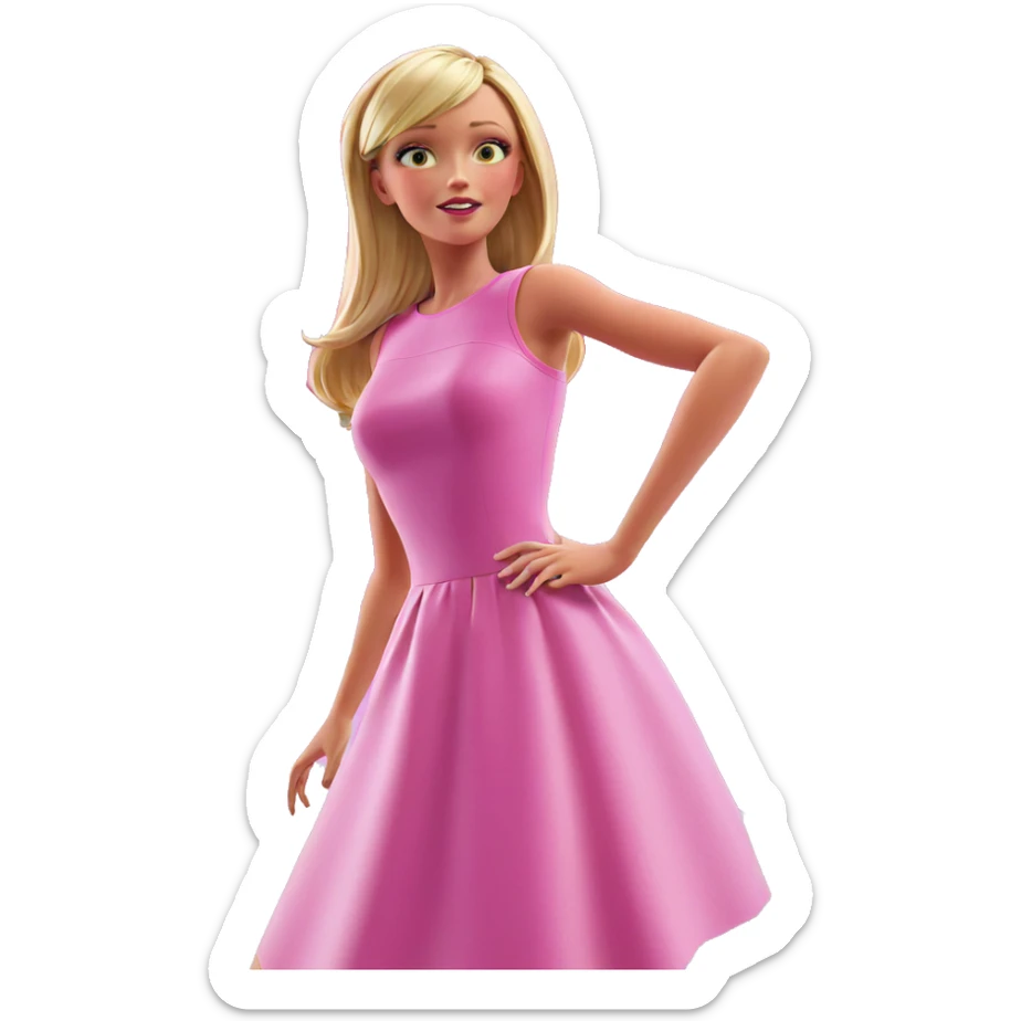 blonde girl in pink dress sticker