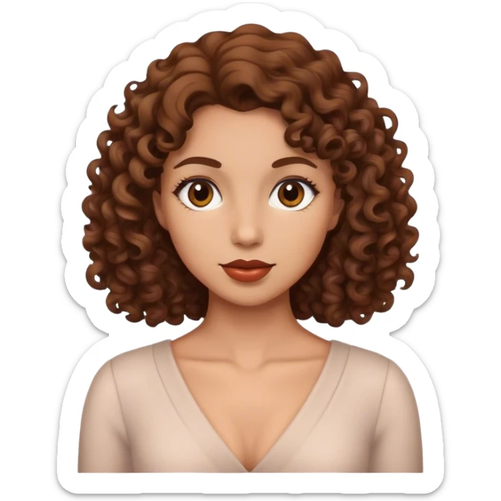 Classy, feminine woman with normal skin color and brown curly hair sticker