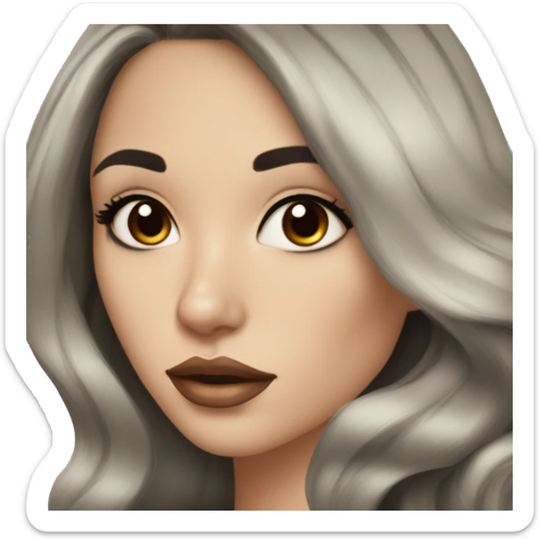beautiful woman with black wavy hair and ivory skin and big brown eyes and long lashes and full lips sticker