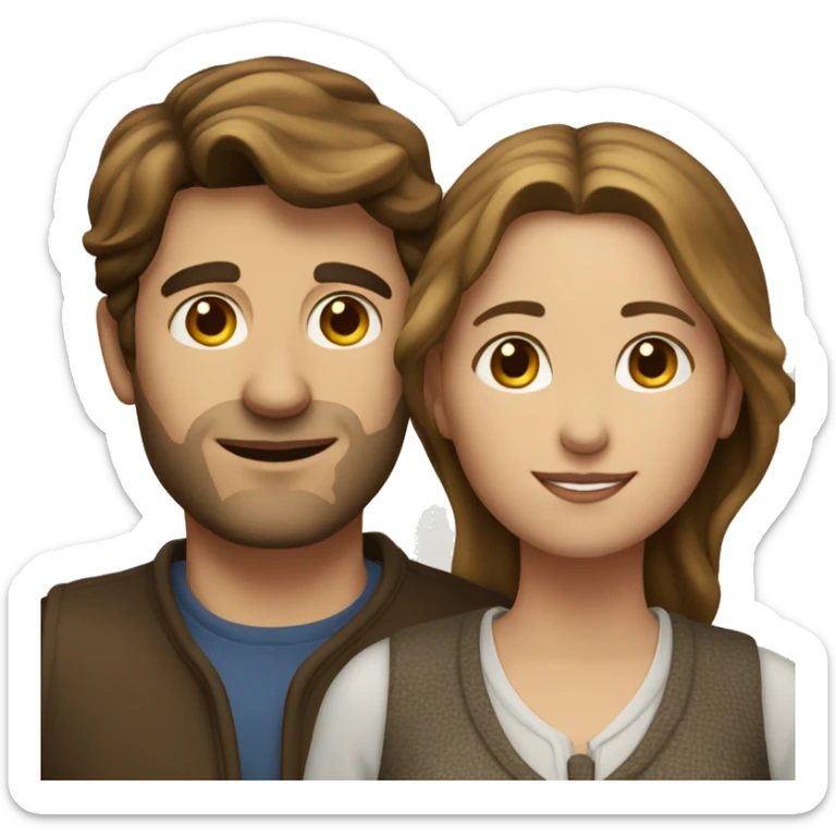 Street couple of a European man and an European woman with brown hair sticker