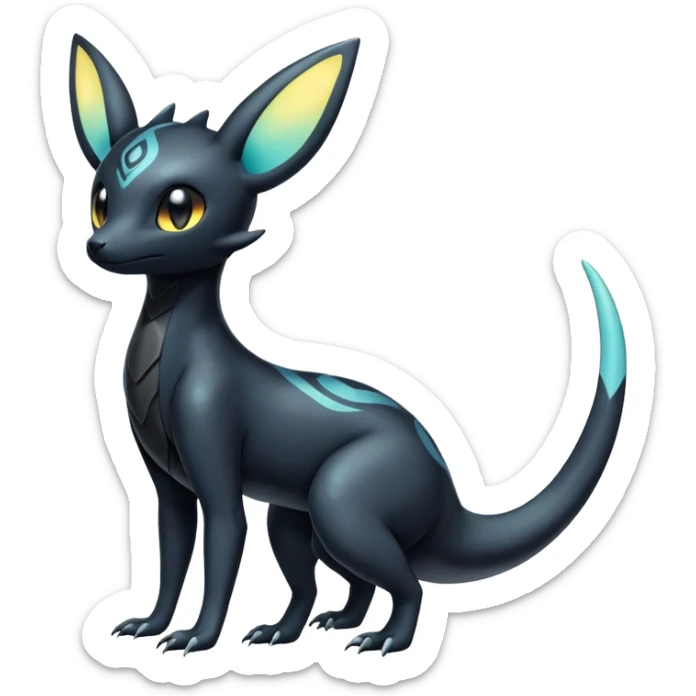 Pastel Salandit-Umbreon-Fakémon-hybrid-creature (full body)  sticker