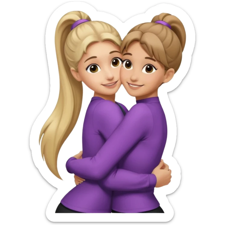  Ariana grande back view with long hair in a ponytail leaning on another girl with long hair in a ponytail  sticker