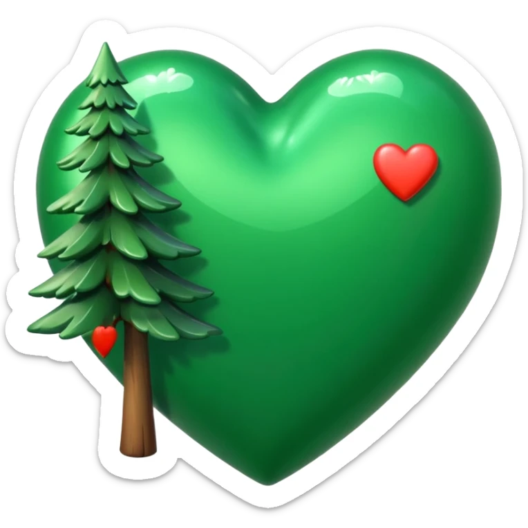 a big green heart emoji that says "I love you Candy"  with small pine trees behind it sticker