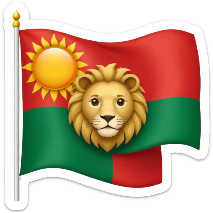 Small Lion and sun logo at the middle of flag in the red white and green flag(up to down ) sticker