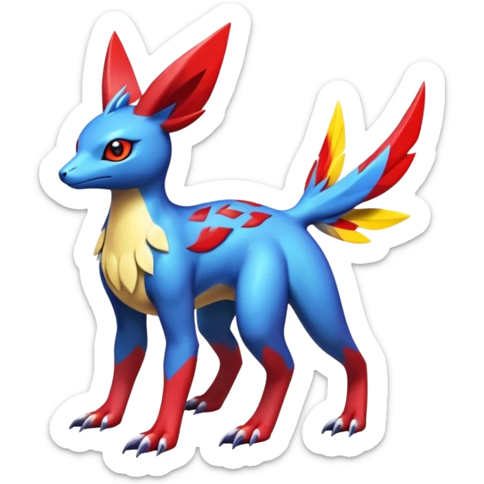  Cute Shiny Exotic Colorful Guilmon-Latias-Koraidon-Umbreon-Fakémon-hybrid-creature (full body)  sticker