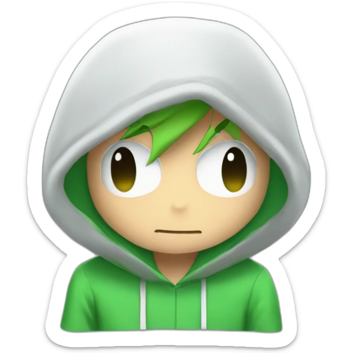 Anime Shy Guy with a Green Hoodie bloond hair and a Shy guy mask sticker