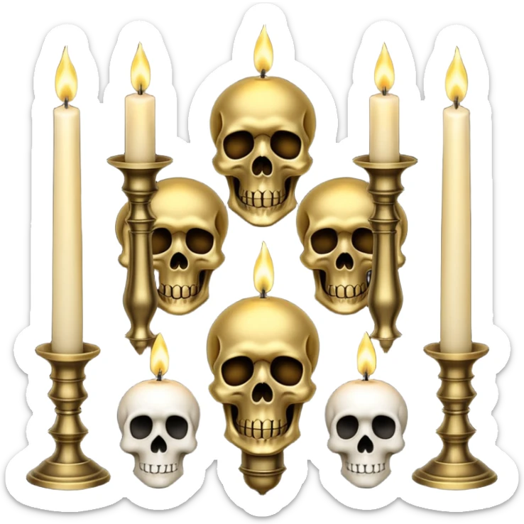 Dull brass gothic Victorian vintage lights and candles and skulls and scenery and decoration  sticker