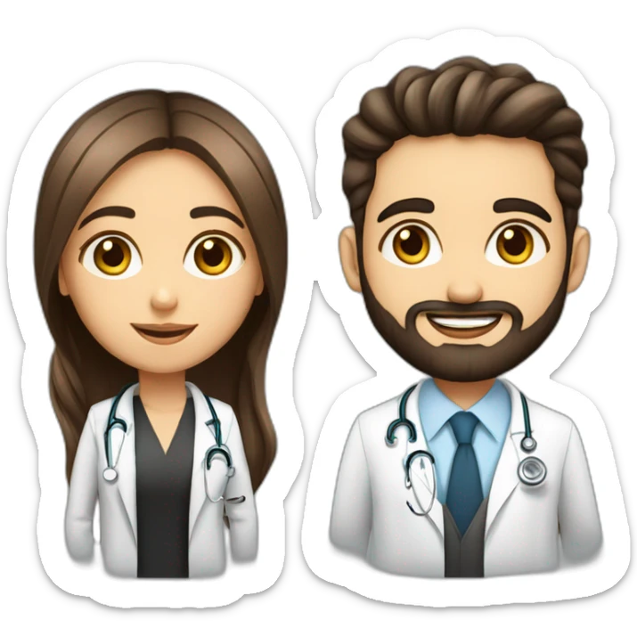 Beauty Jewish girl with ophthalmology Doctor tall Arabic boy with beard sticker