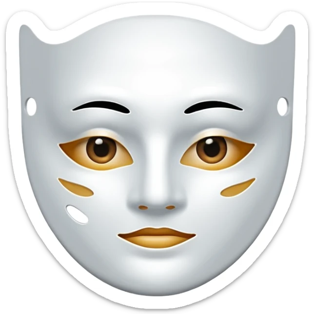 a sheet of white mask pack for face skincare beauty, transpalent holes at eyes and mouth, no real eyes and mouth sticker