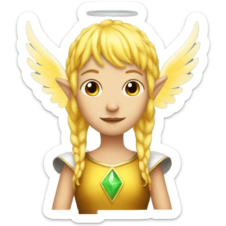 Yellow hair elf with angel halo made of fire sticker