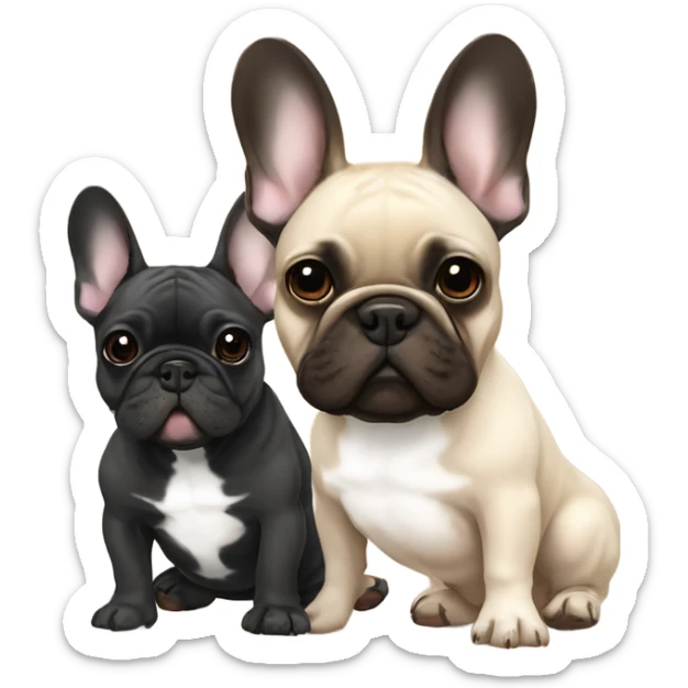 Beige French bulldog and black brindle French bulldog together ￼ sticker