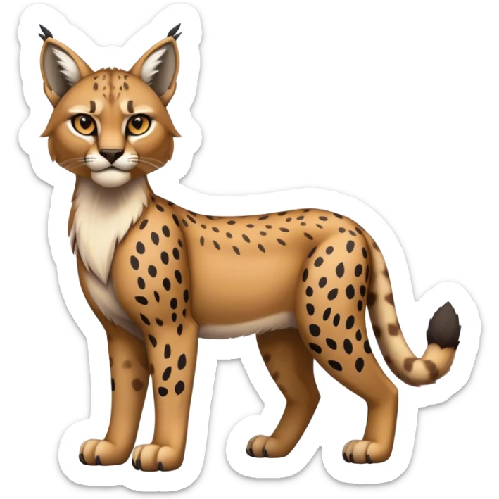 Cute cool dark edgy bobcat-lynx-cheetah-caracal-animal-hybrid-Fakemon full body with patterns and markings sticker