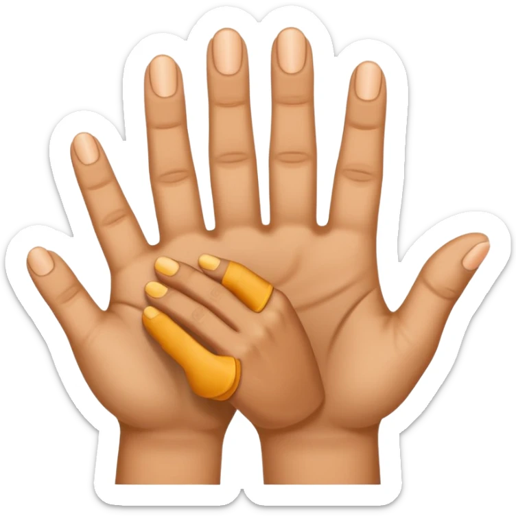 A finger pointing to a hand with three fingers up. make the finger point to the base knuckle of the three fingers that are up sticker