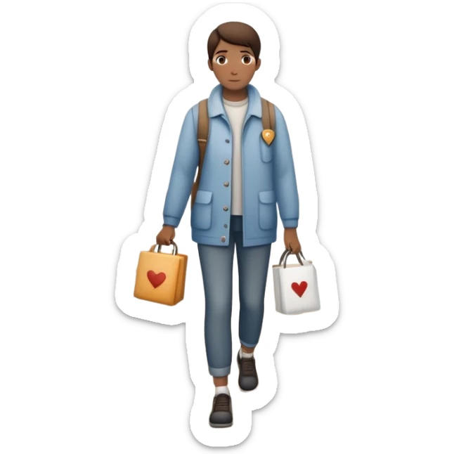 The image shows a person walking across a foggy bridge, a personal journey. The atmosphere is calm and introspective, with soft, emotional tones. In their hands, they carry symbolic tools labeled “Compassion” and “Forgiveness,” suggesting healing after emotional pain-- hearts sticker