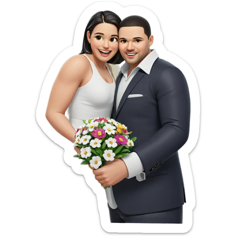 joyful moment with flowers sticker