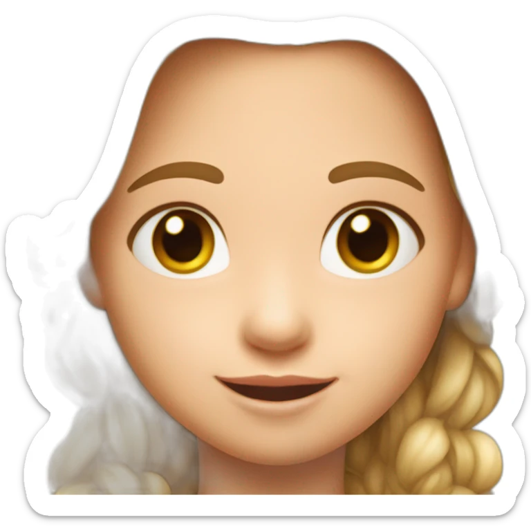 niña con pelo moreno, piel blanca y pecas en la cara,sonriente sticker