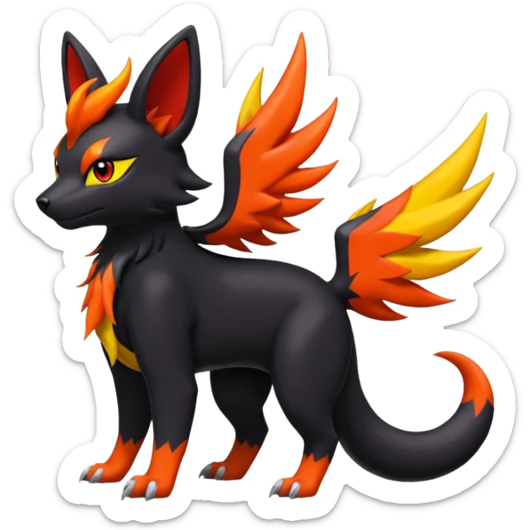 
Houndour-Torracat-Zorua-Salandit-Noibat-Flareon-Fakémon-Digimon-fusion (full body) sticker