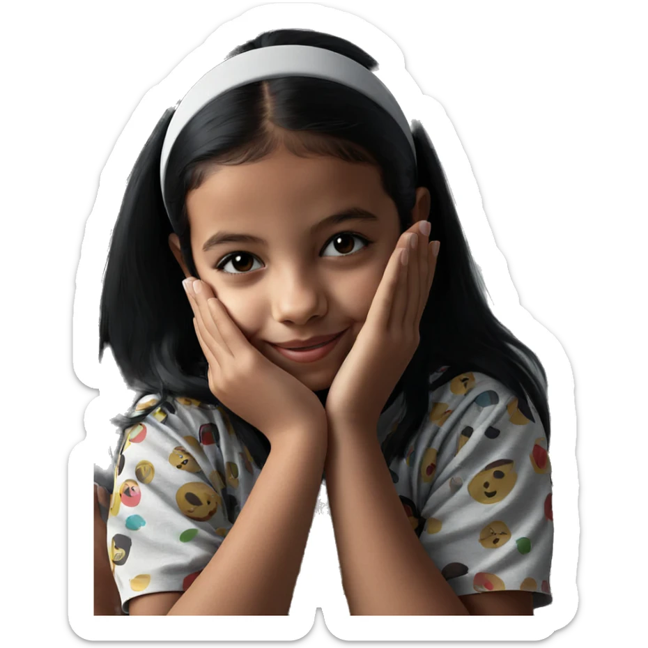 smiling girl with black hair sticker