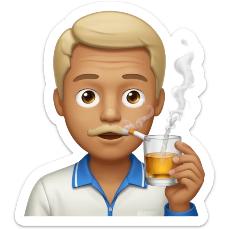 Man smoking from glass pong , the pong in his mouth (like this pong ⚗️) sticker