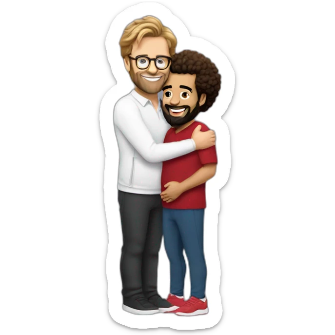 Full body Jurgen klopp hugging male Pregnant mo Salah sticker