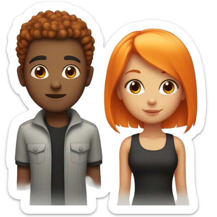 boy with black short hair and girl with orange bangs and long orange hair  sticker