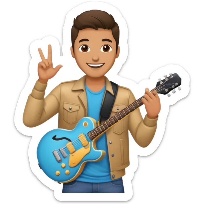 Happy Rock Pop Music Male Musician in his 30s dressed with trendy style sticker